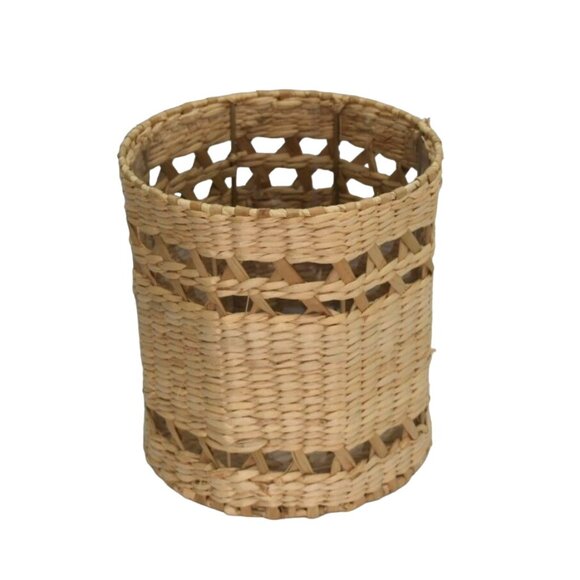 Handwoven Natural Wicker Seagrass Wastebasket Plant Cache Storage - Picture 2 of 7